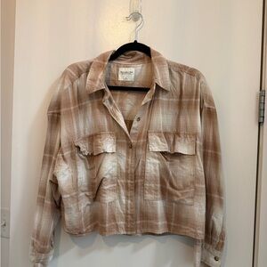 Abercrombie & Fitch Beige Plaid Utility top